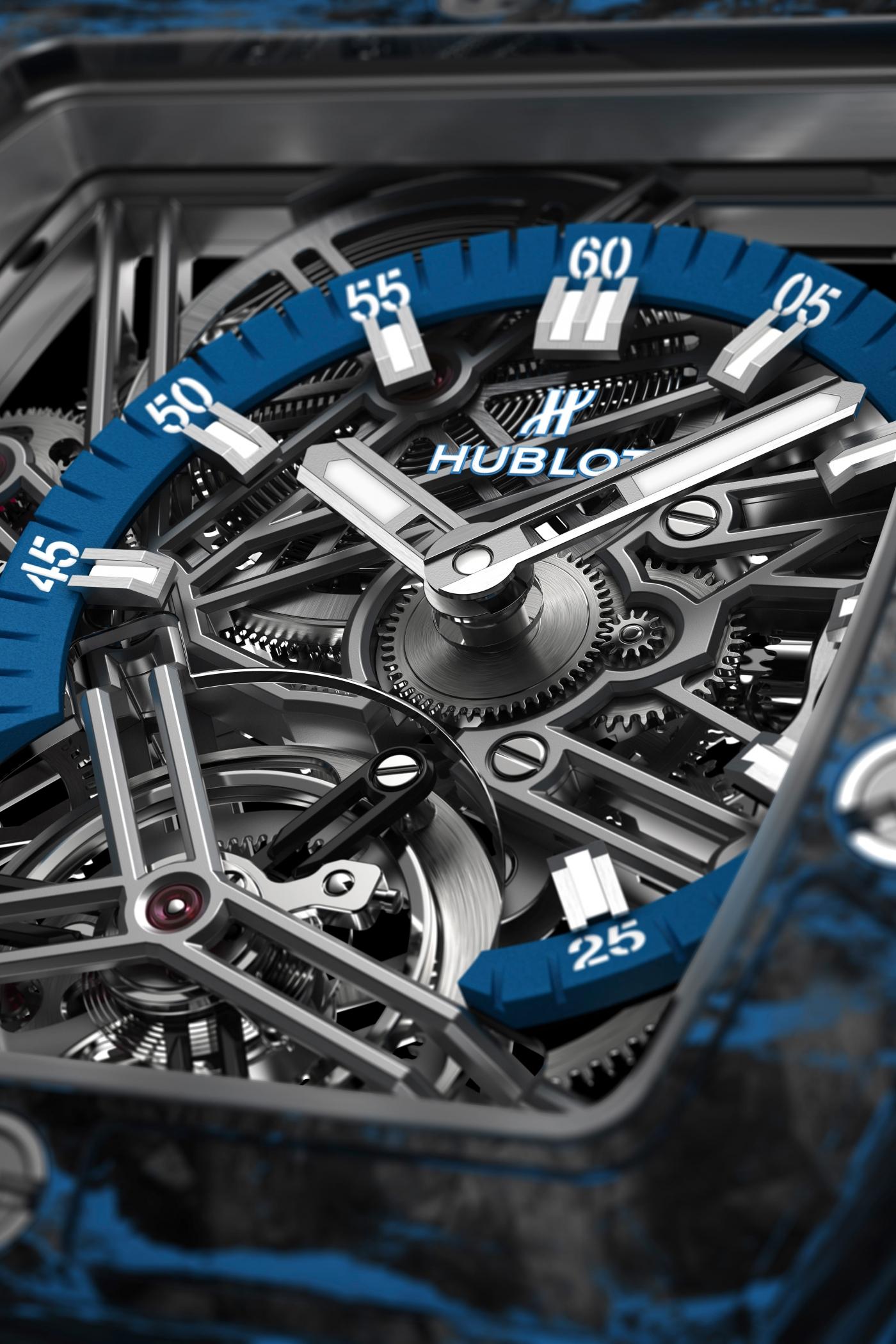 Case close-up of the Spirit of Big Bang Tourbillon Carbon Blue