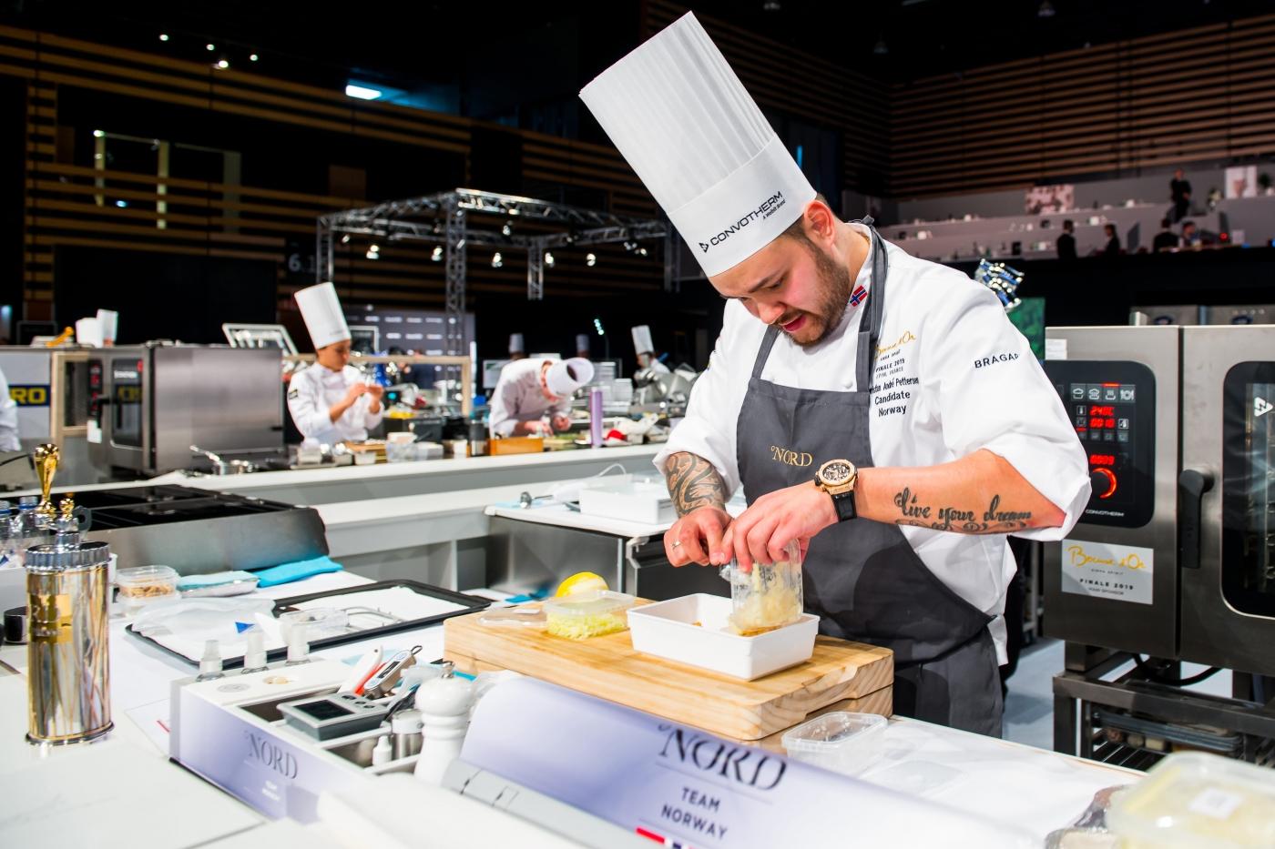 Norwegian chef cooking with a Hublot watch