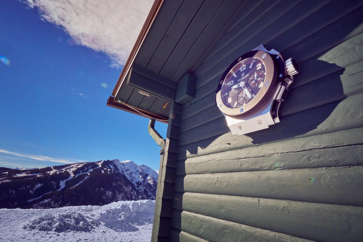 Hublot clock on a chalet in Aspen