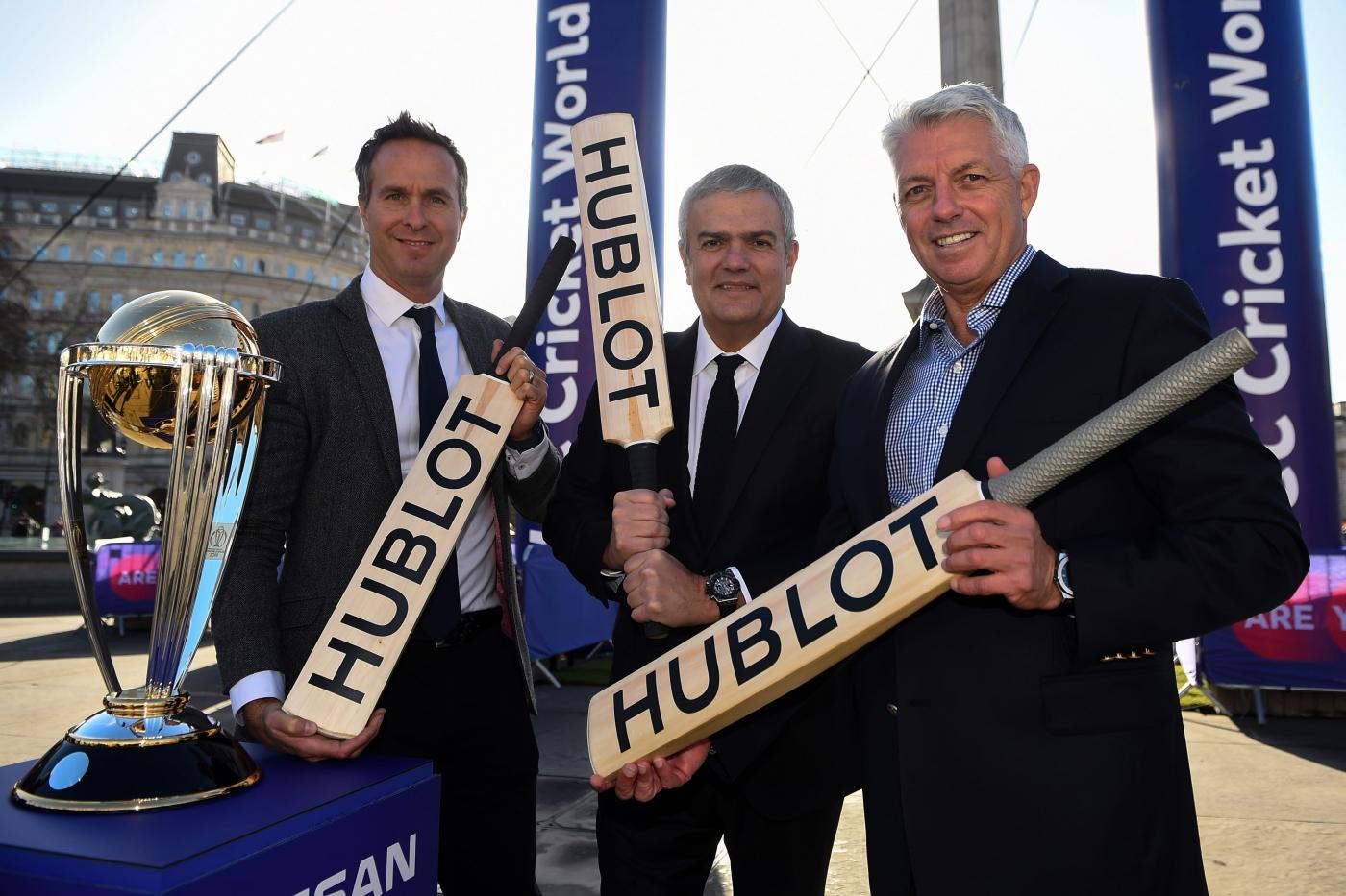 Michael Vaughan, Ricardo Guadalupe and David Richardson in London
