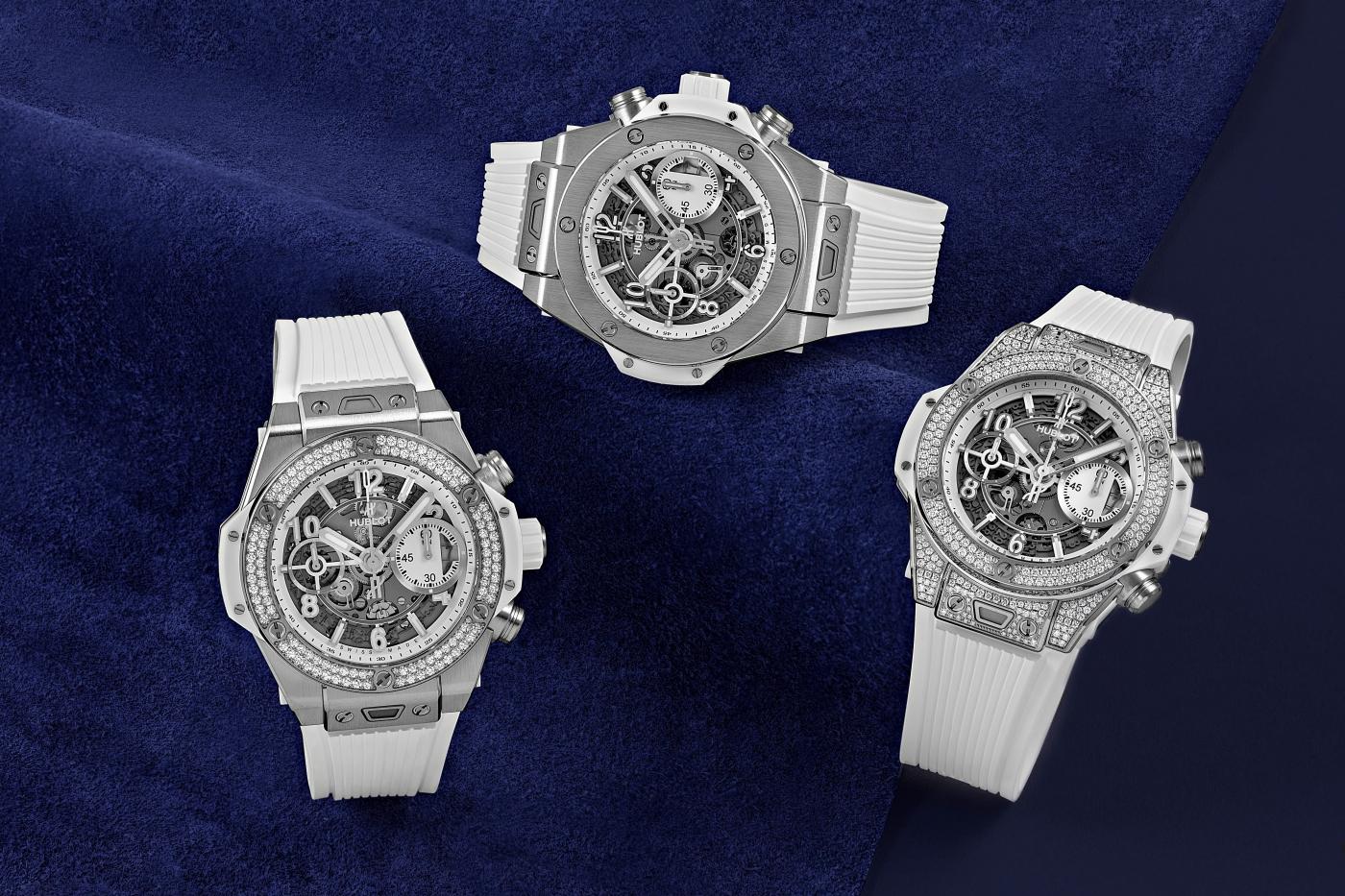 Big Bang Unico King Gold Pavé 42mm on blue velvet