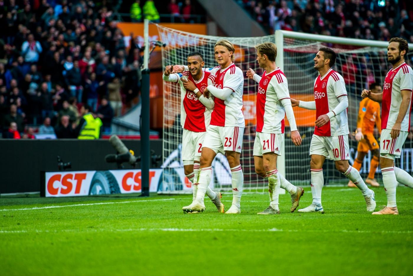 Ajax Amsterdam players at a football match