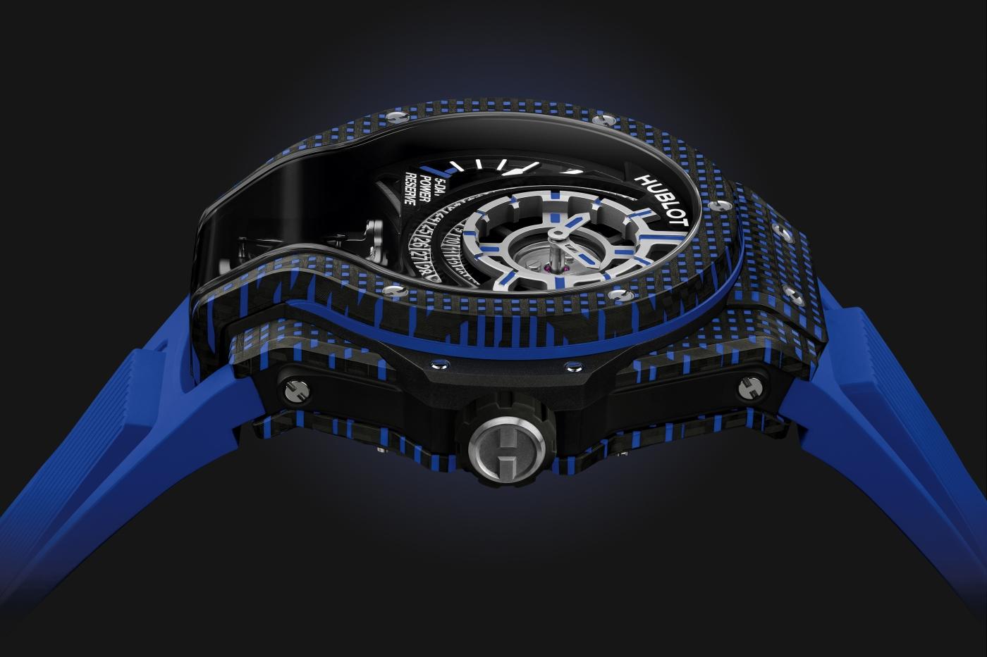 big bang mp-09 tourbillon bi axis blue 3d carbon 49 mm shot