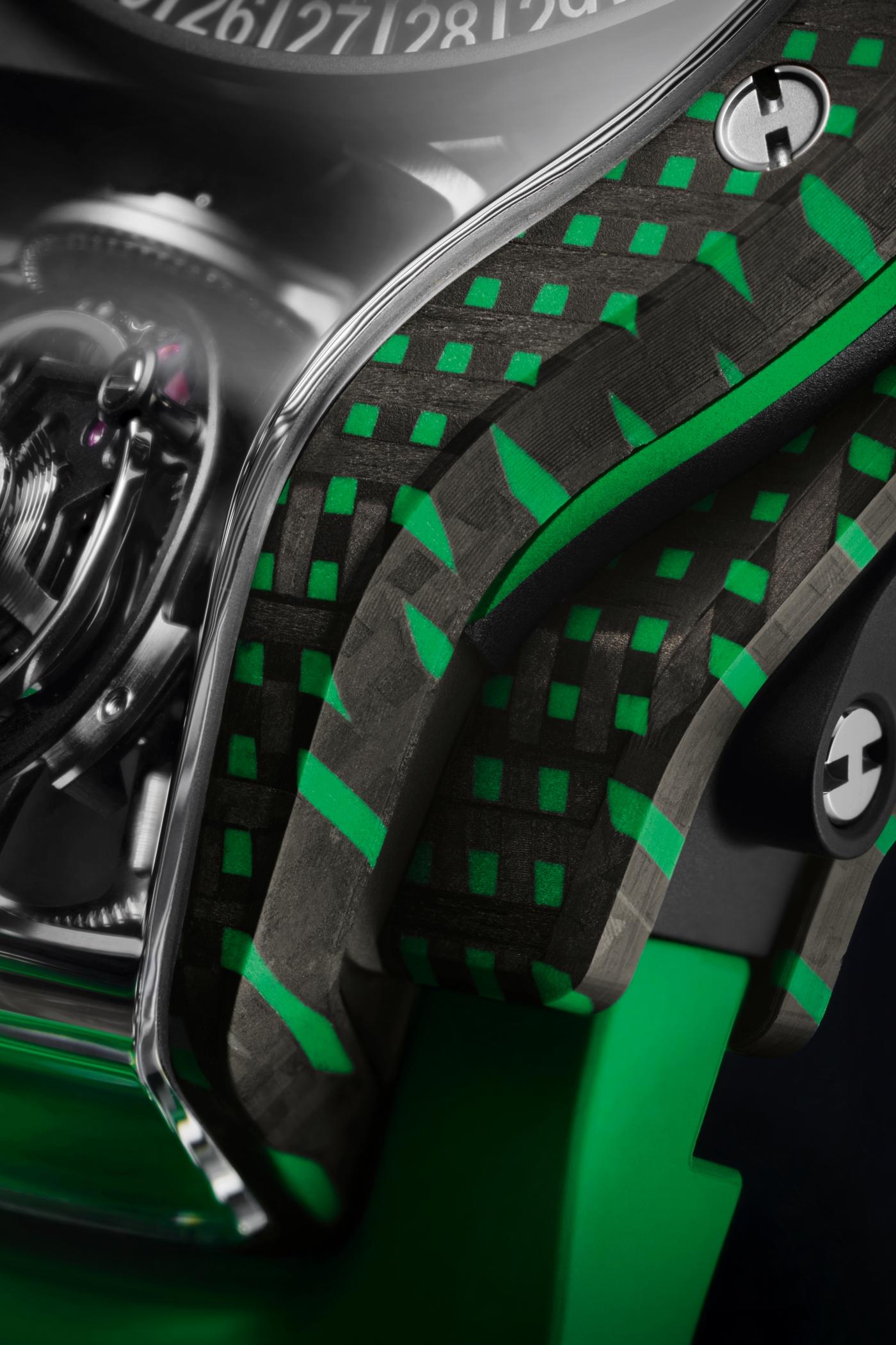 big bang mp-09 tourbillon bi axis green 3d carbon 49 mm shot