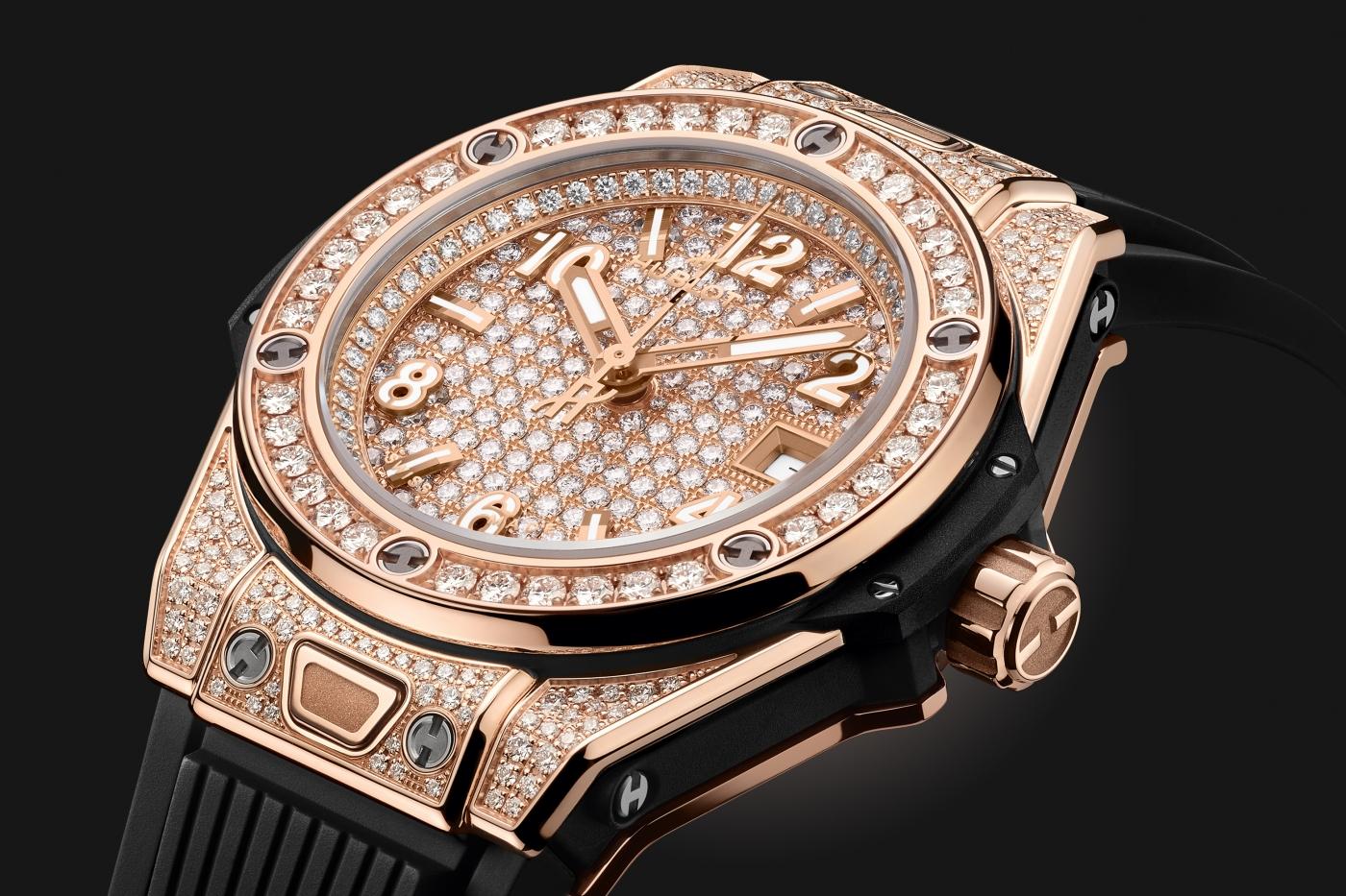 Big Bang One Click King Gold Full Pavé 33 mm