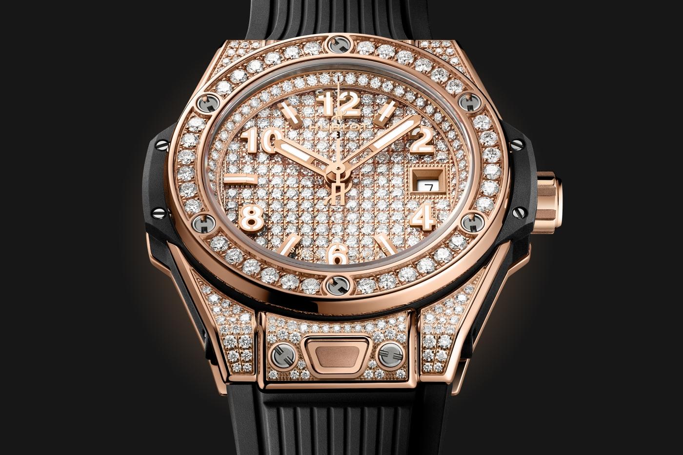 Big Bang One Click King Gold Full Pavé 33 mm