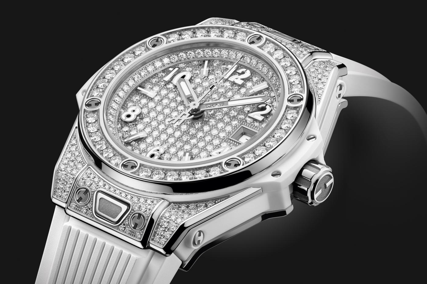 Big Bang One Click Steel White Full Pavé 33 mm