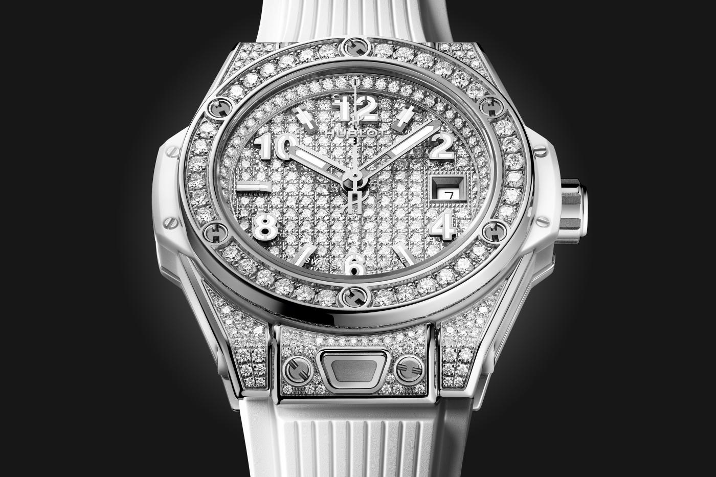 Big Bang One Click Steel White Full Pavé 33 mm