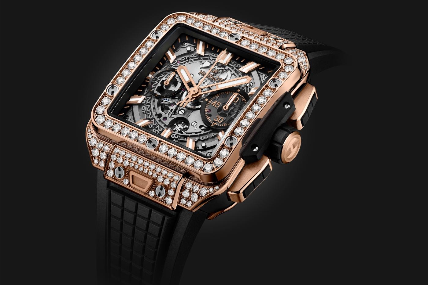 Square Bang Unico King Gold Pavé 42 mm - side view