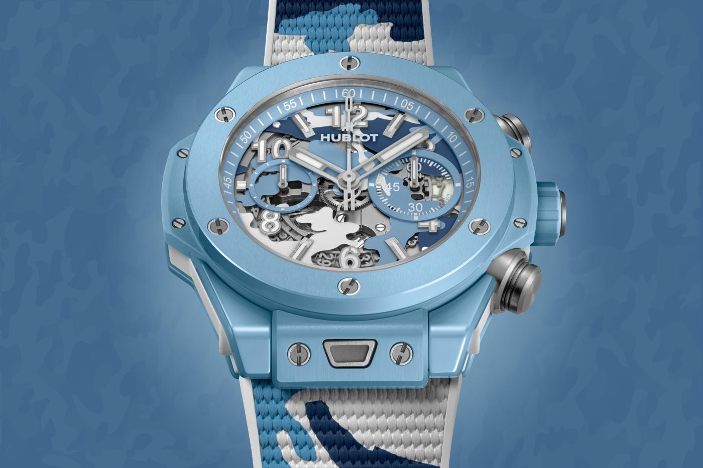 Big Bang Unico Sky Blue Camo 44 mm