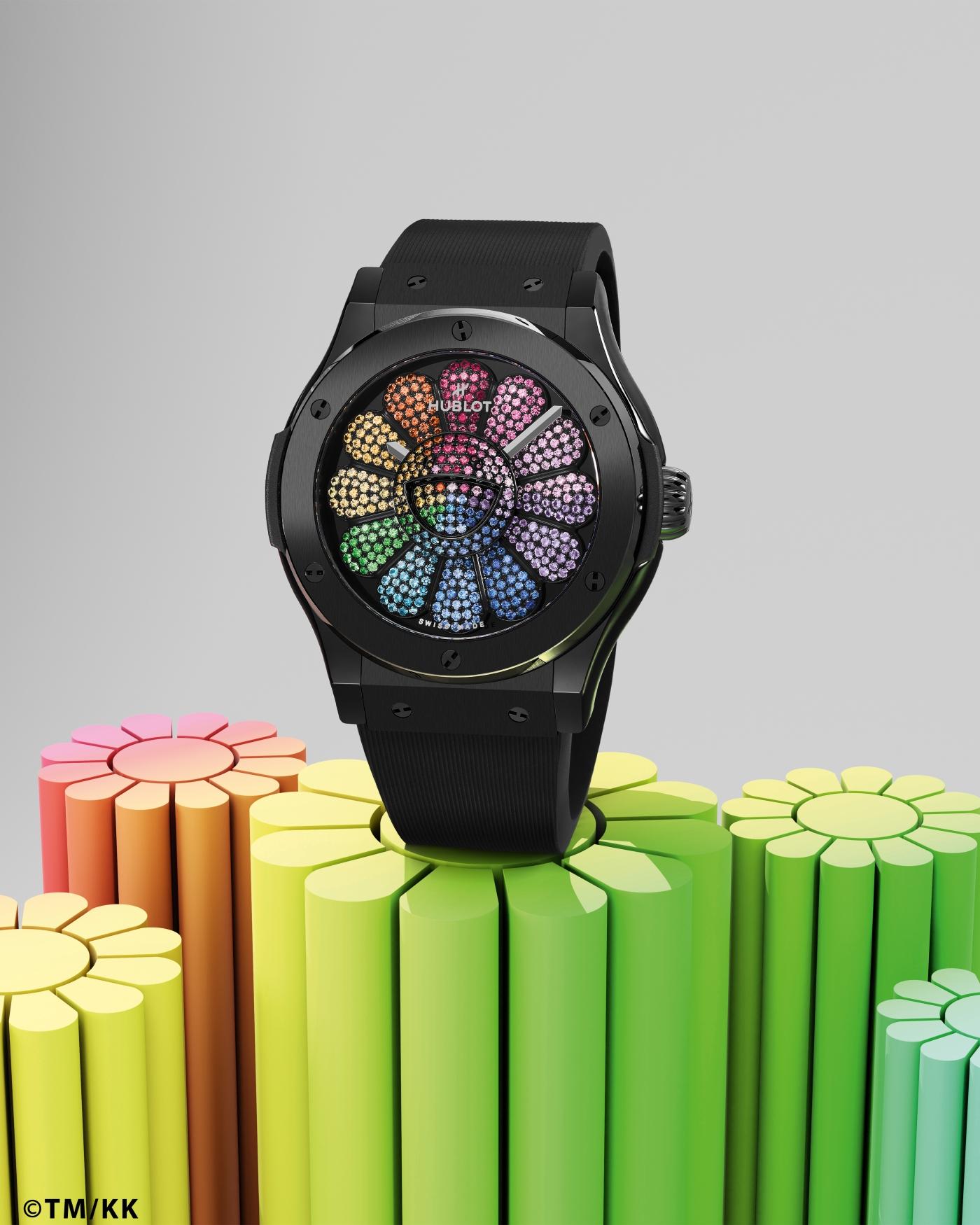 Classic Fusion Takashi Murakami Black Ceramic Rainbow 45mm lifestyle shot 3