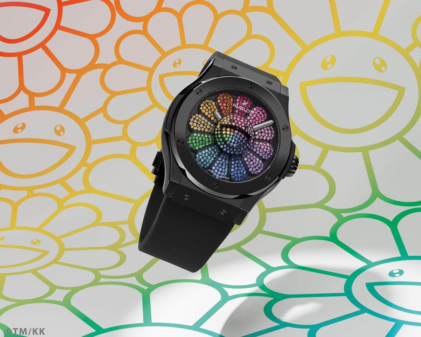 Classic Fusion Takashi Murakami Black Ceramic Rainbow 45mm lifestyle shot 4
