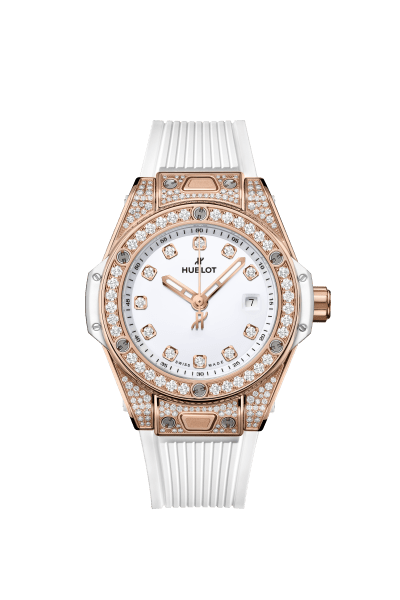 Big Bang One Click King Gold White Pavé Diamonds Dial 33 mm