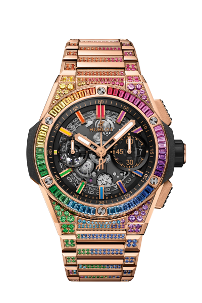 Big Bang Integrated King gold Rainbow 42 mm - front view