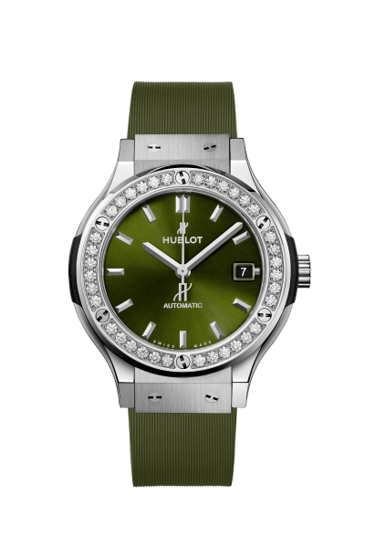 Classic Fusion Titanium Green Diamonds 38 mm