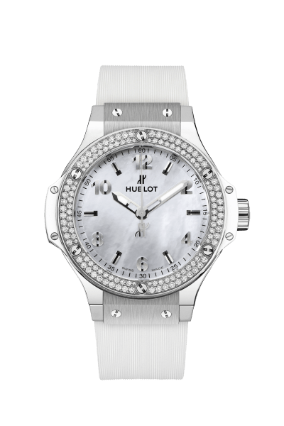 Big Bang All White Diamonds Mother of Pearl 38 mm, front view 