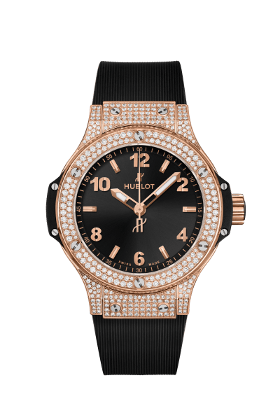 Big Bang Gold Pavé 38 mm, front view 