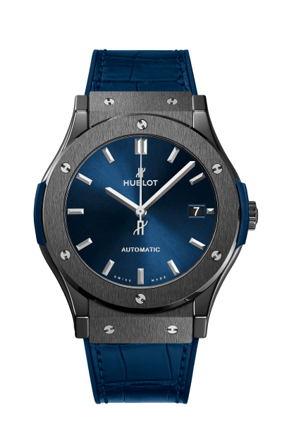 Classic Fusion Ceramic Blue 45 mm, front view
