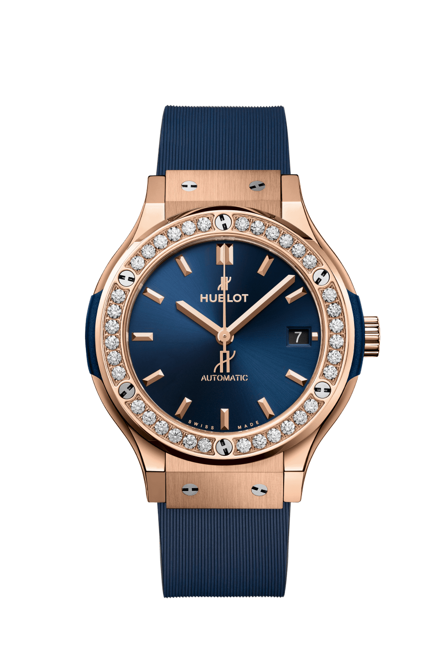 Classic Fusion King Gold Blue Diamonds 38 mm - front view