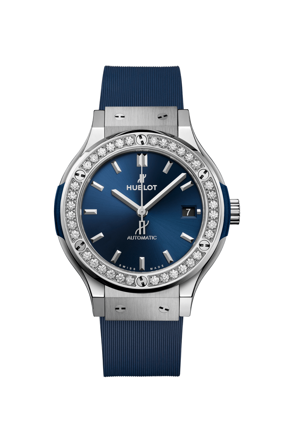 Classic Fusion Titanium Blue Diamonds 38 mm - front view