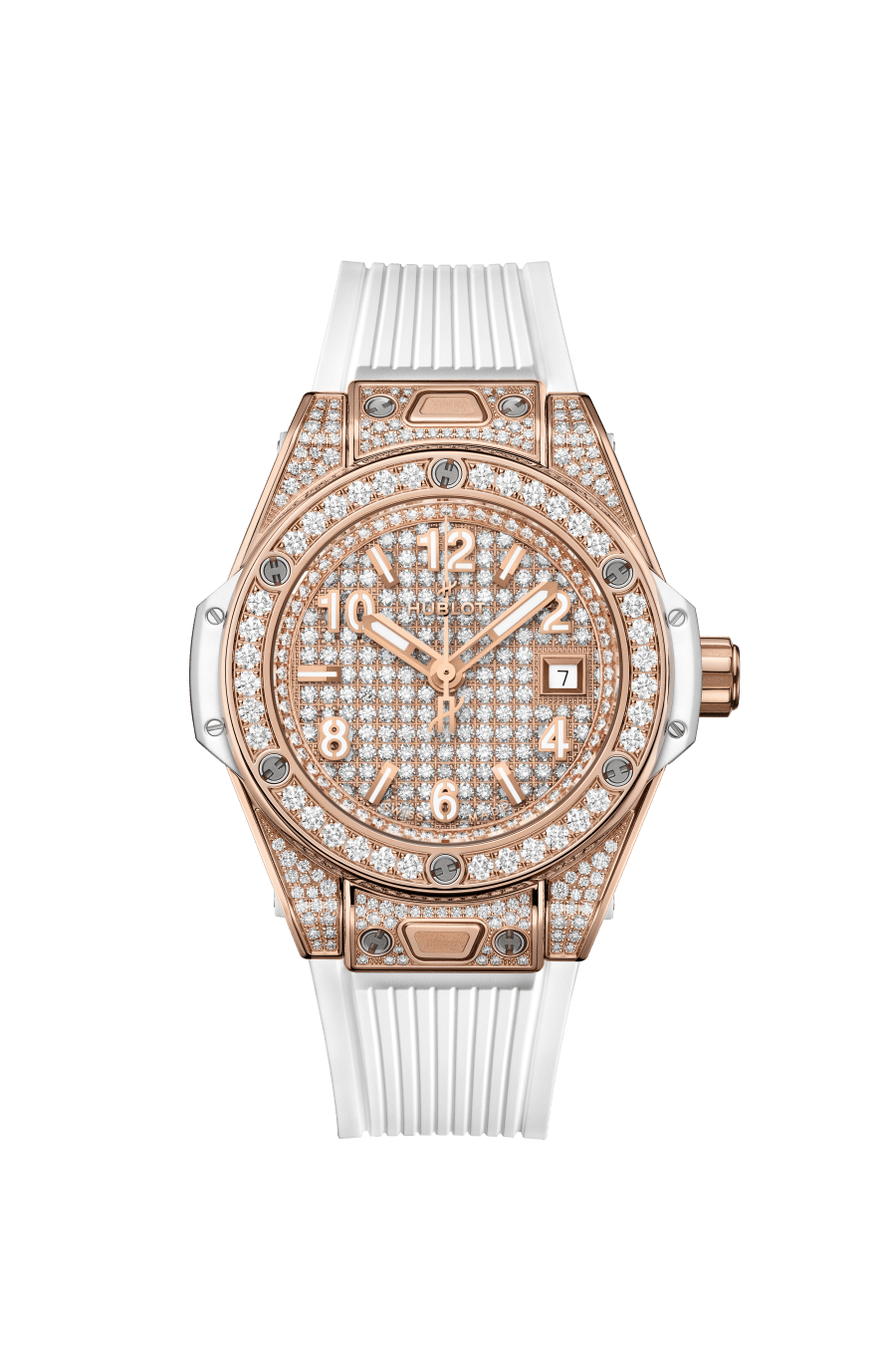 Big Bang One Click King Gold White Full Pavé 33 mm