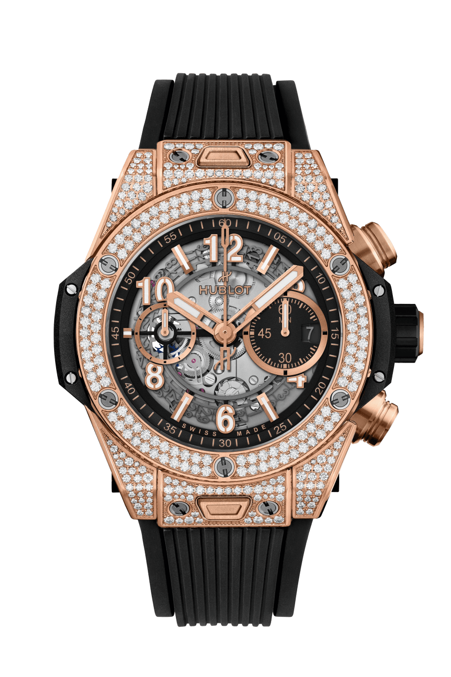 big bang unico king gold pavé front view