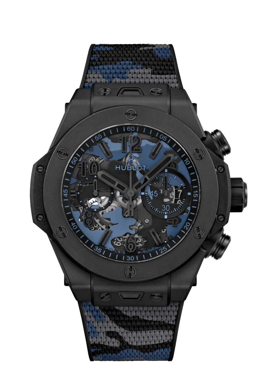 Big Bang Unico All Black Blue Camo 44 mm