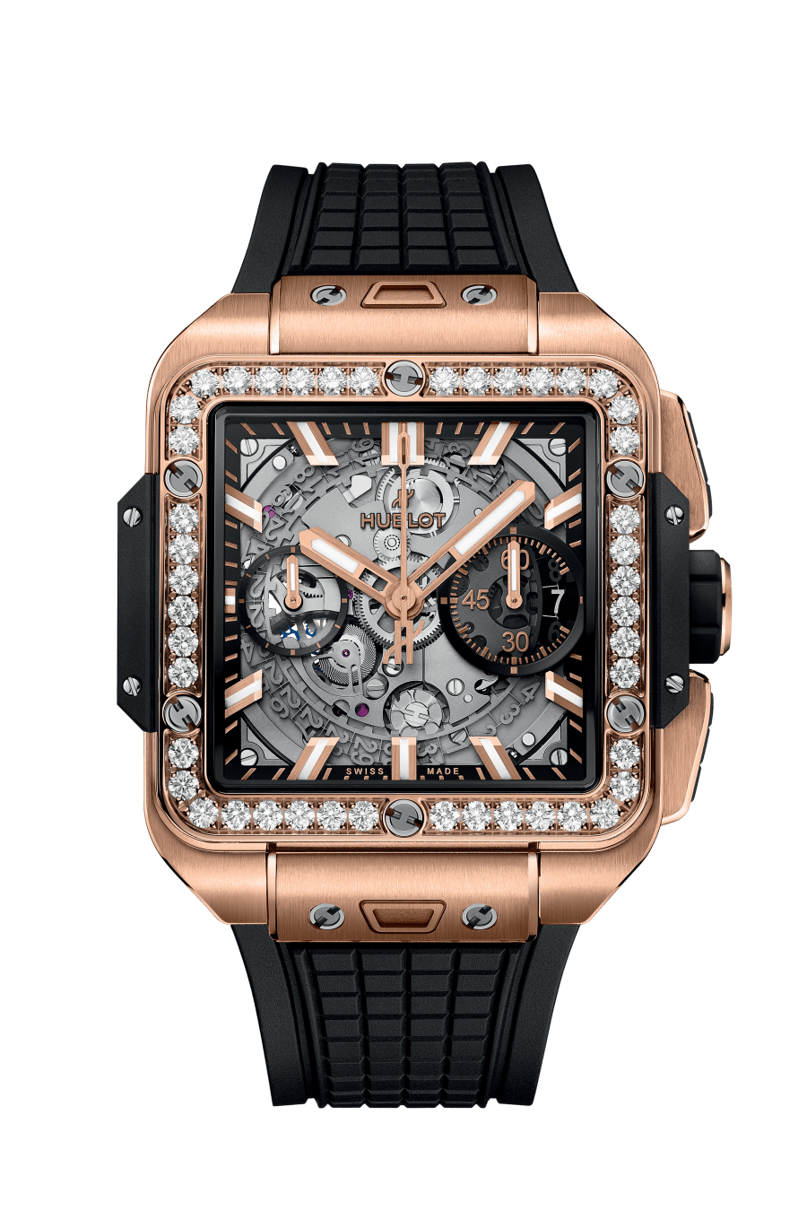 Square Bang Unico King Gold Diamonds 42 mm - front view