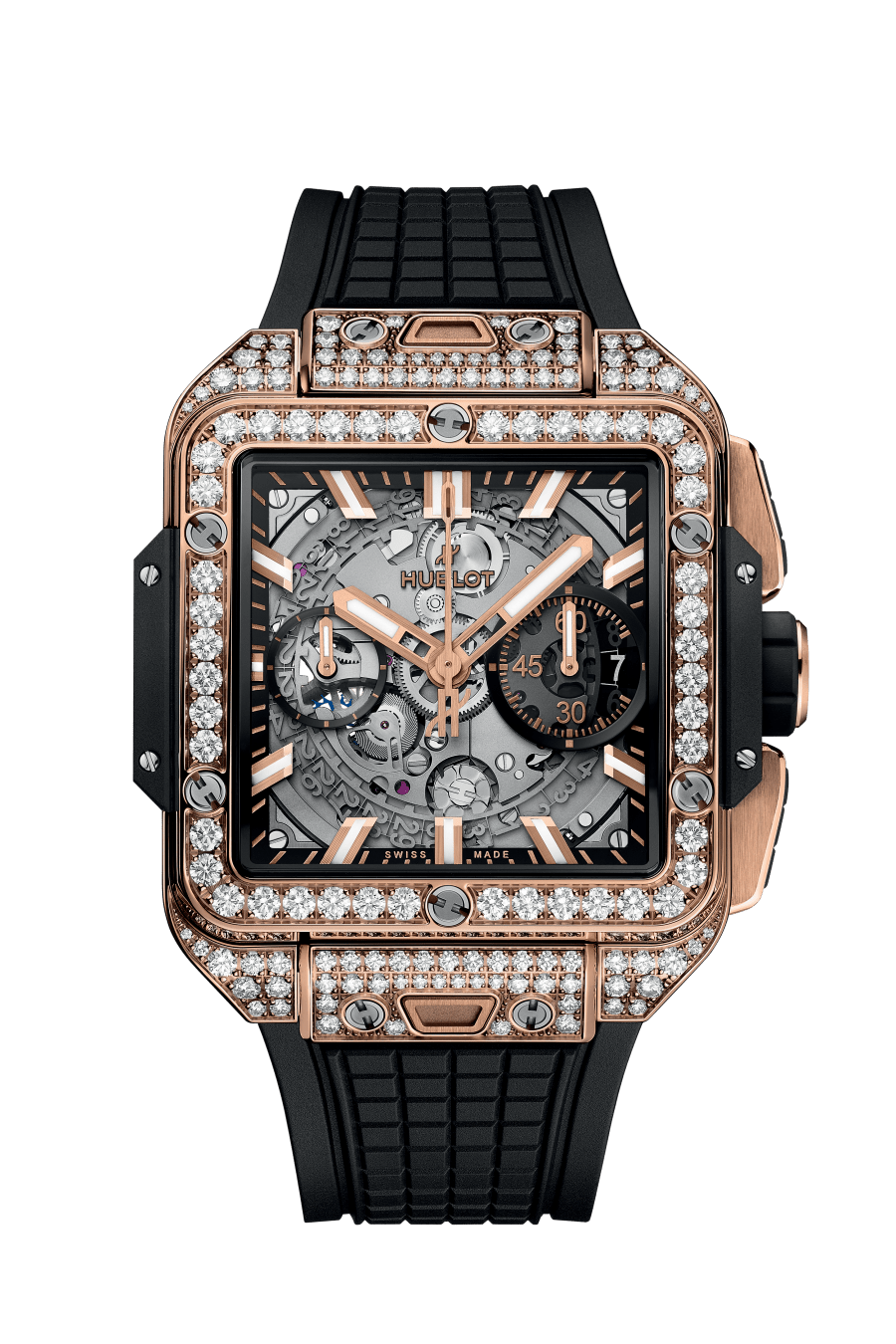 Square Bang Unico King Gold Pavé 42 mm - front view