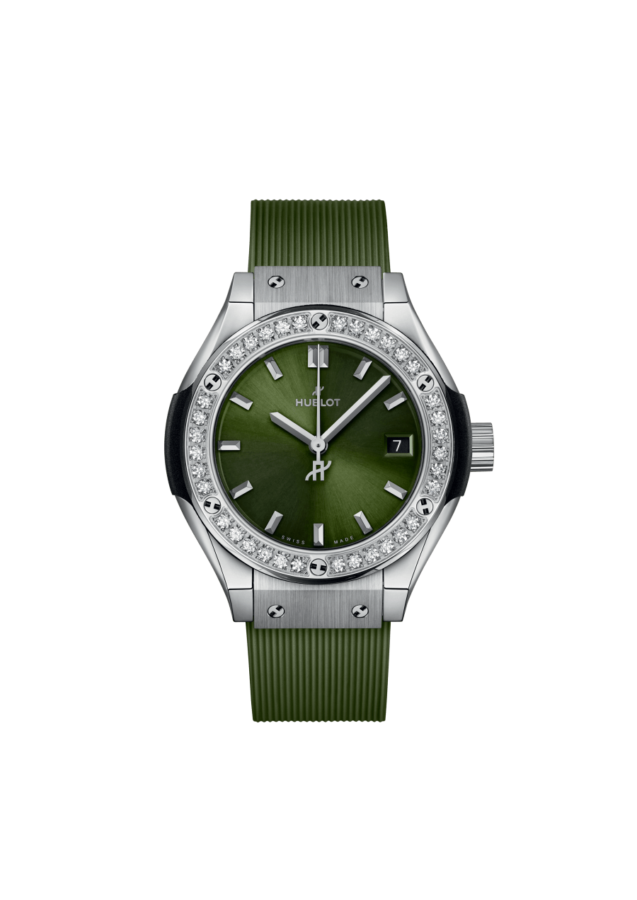 Classic Fusion Titanium Green Diamonds 29 mm