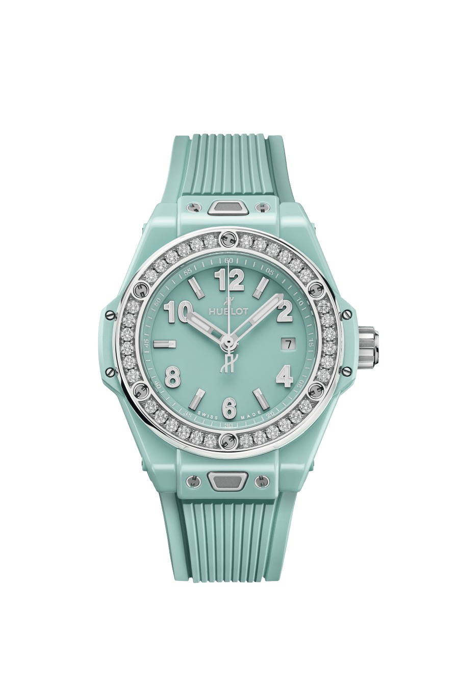  Big Bang One Click Mint Green Ceramic Diamonds 33 mm