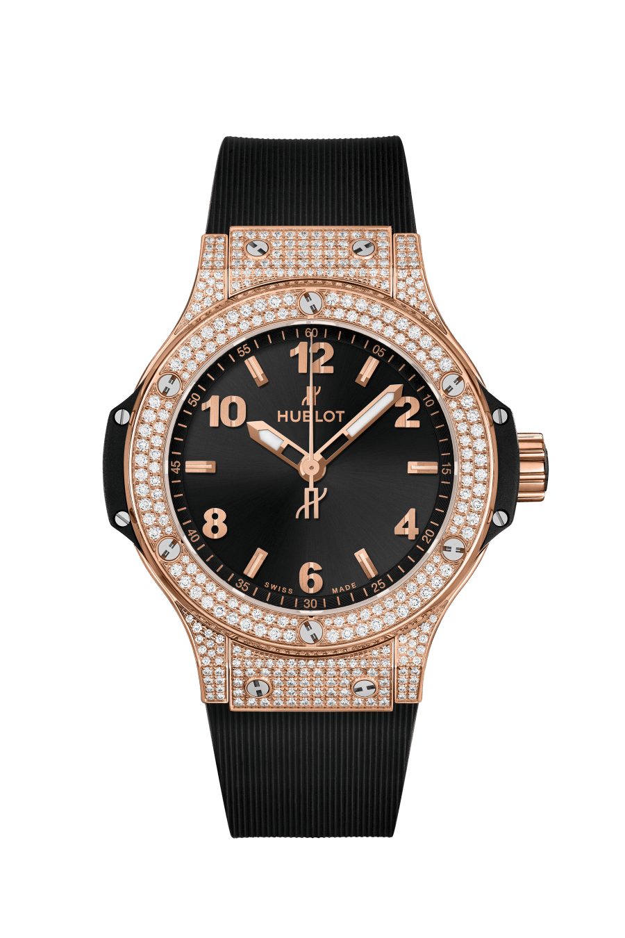 Big Bang Gold Pavé 38 mm, front view 