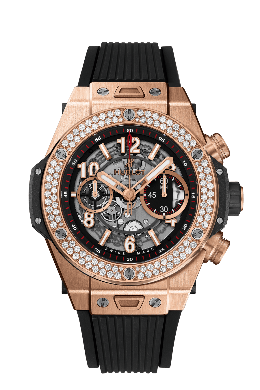 Big Bang Unico King Gold Diamonds 45 mm, front view